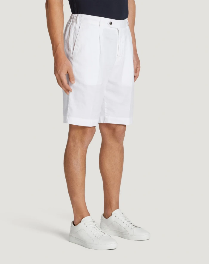 Pantaloni Torino Bermuda in lino stretch délavé Soddisfazione Garantita