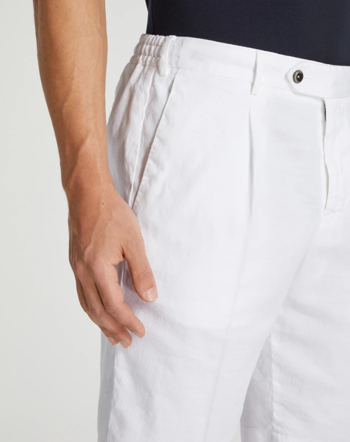 Pantaloni Torino Bermuda in lino stretch délavé Soddisfazione Garantita