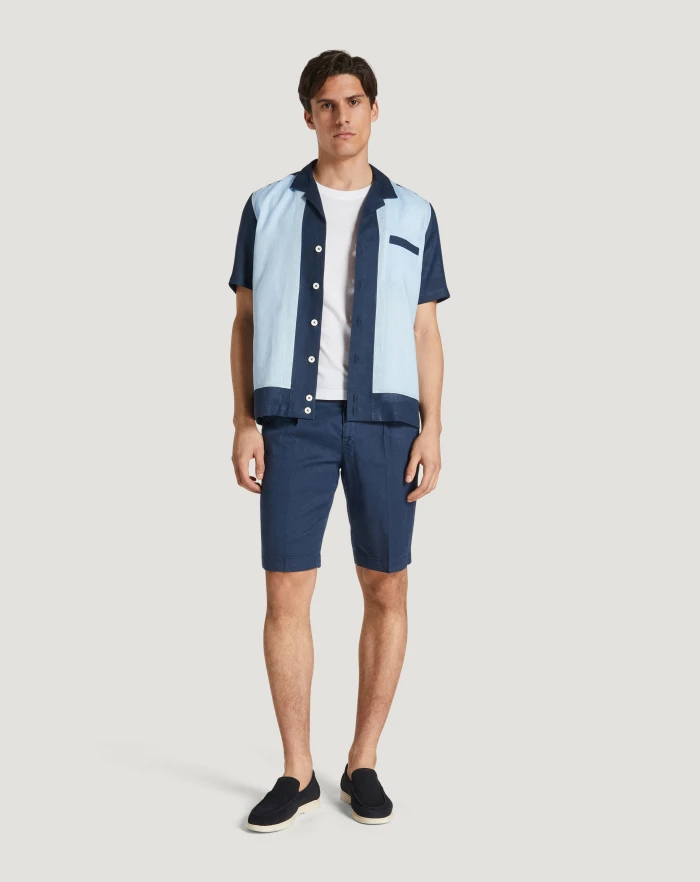 Pantaloni Torino Bermuda in lino stretch délavé Negozi Online