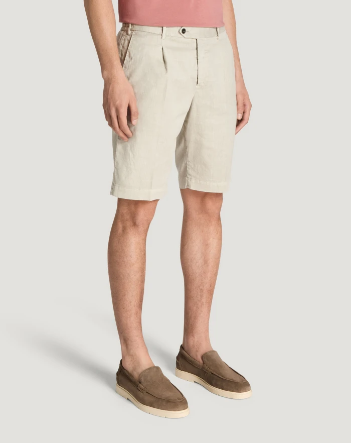 Pantaloni Torino Bermuda in lino stretch délavé Acquista Ora
