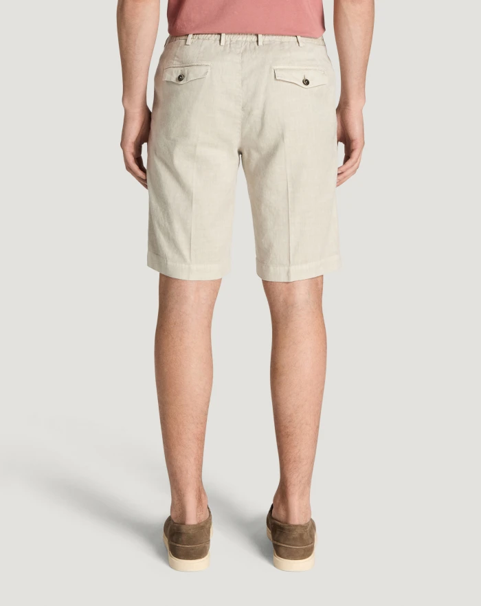 Pantaloni Torino Bermuda in lino stretch délavé Acquista Ora