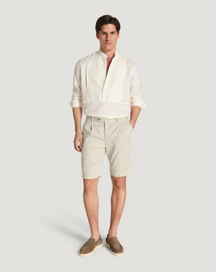 Pantaloni Torino Bermuda in lino stretch délavé Acquista Ora