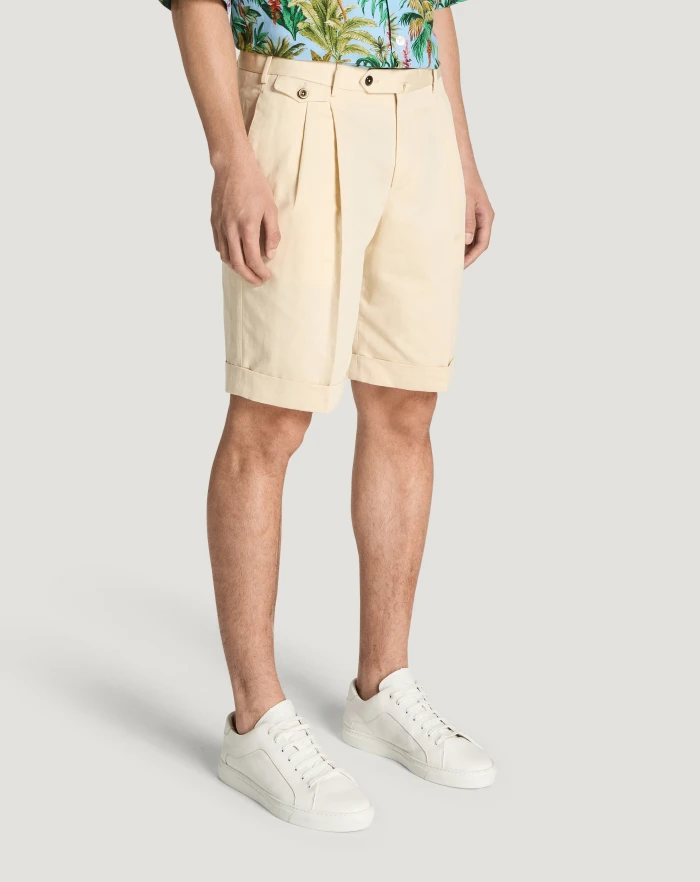 Pantaloni Torino Bermuda in gabardina di cotone e lino Consegna Veloce