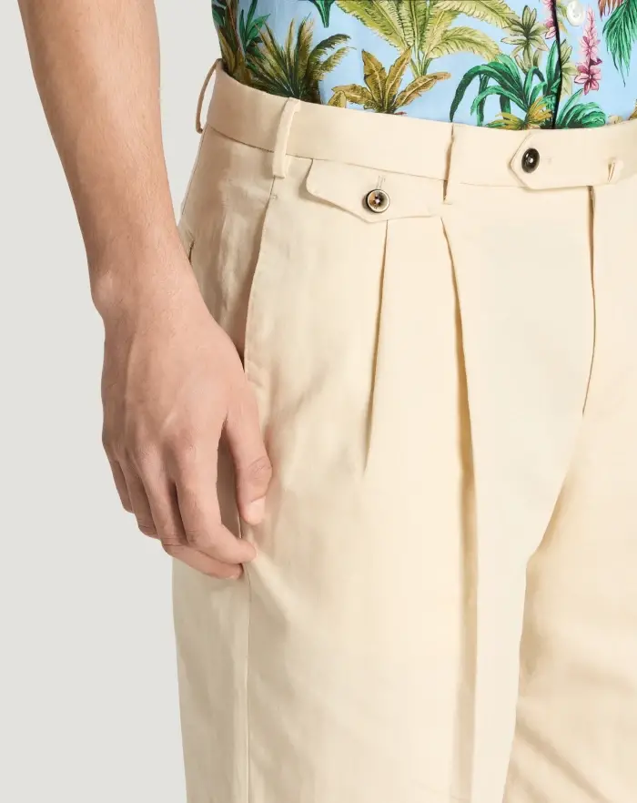 Pantaloni Torino Bermuda in gabardina di cotone e lino Consegna Veloce