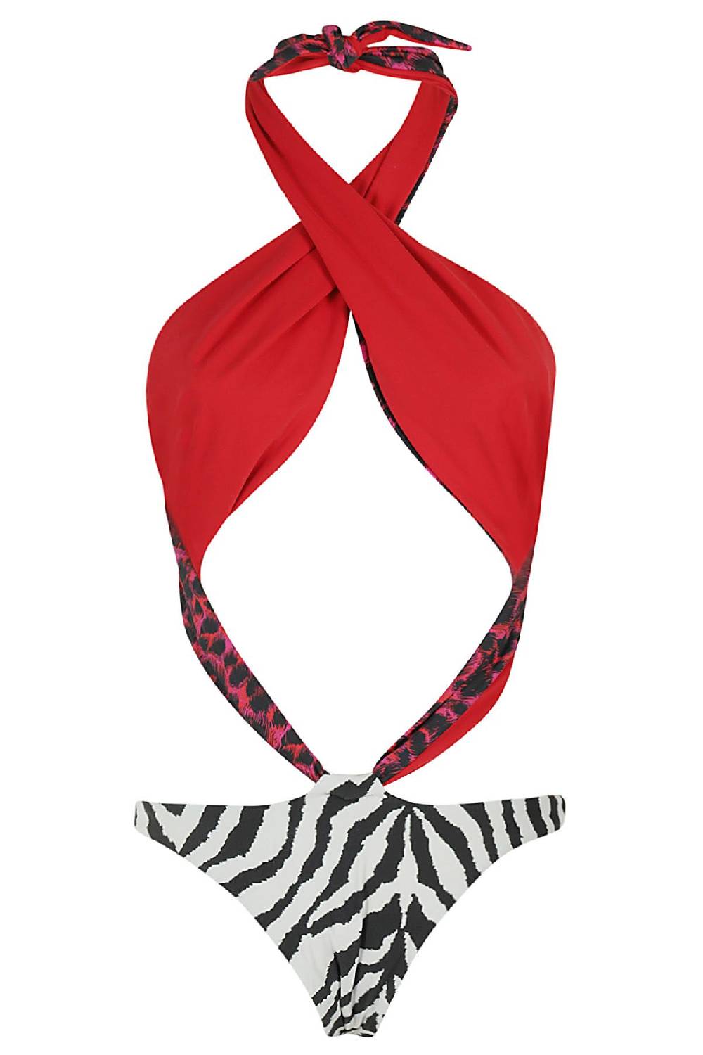 REINA OLGA Costume Trikini Showpony Red Leo White Zebra Vendite Flash