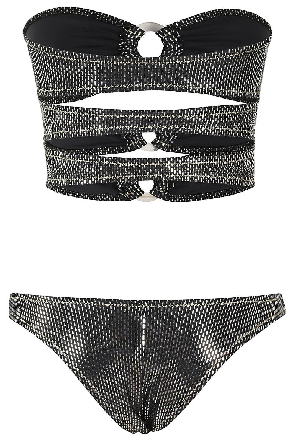 REINA OLGA Costume Bikini Bandeau Black Lame Italy