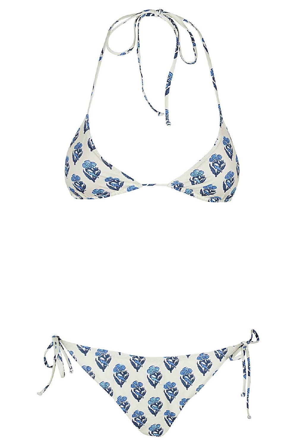 MC2 SAINT BARTH Bikini Slip Flower Bianco e blu Affare Del Giorno