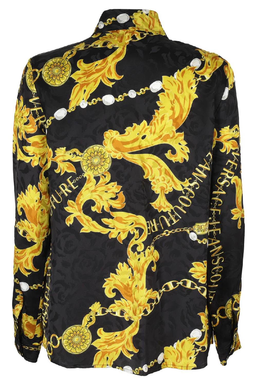 VERSACE JEANS COUTURE Camicia Jacquard Chain Oro Nero Grandi sconti