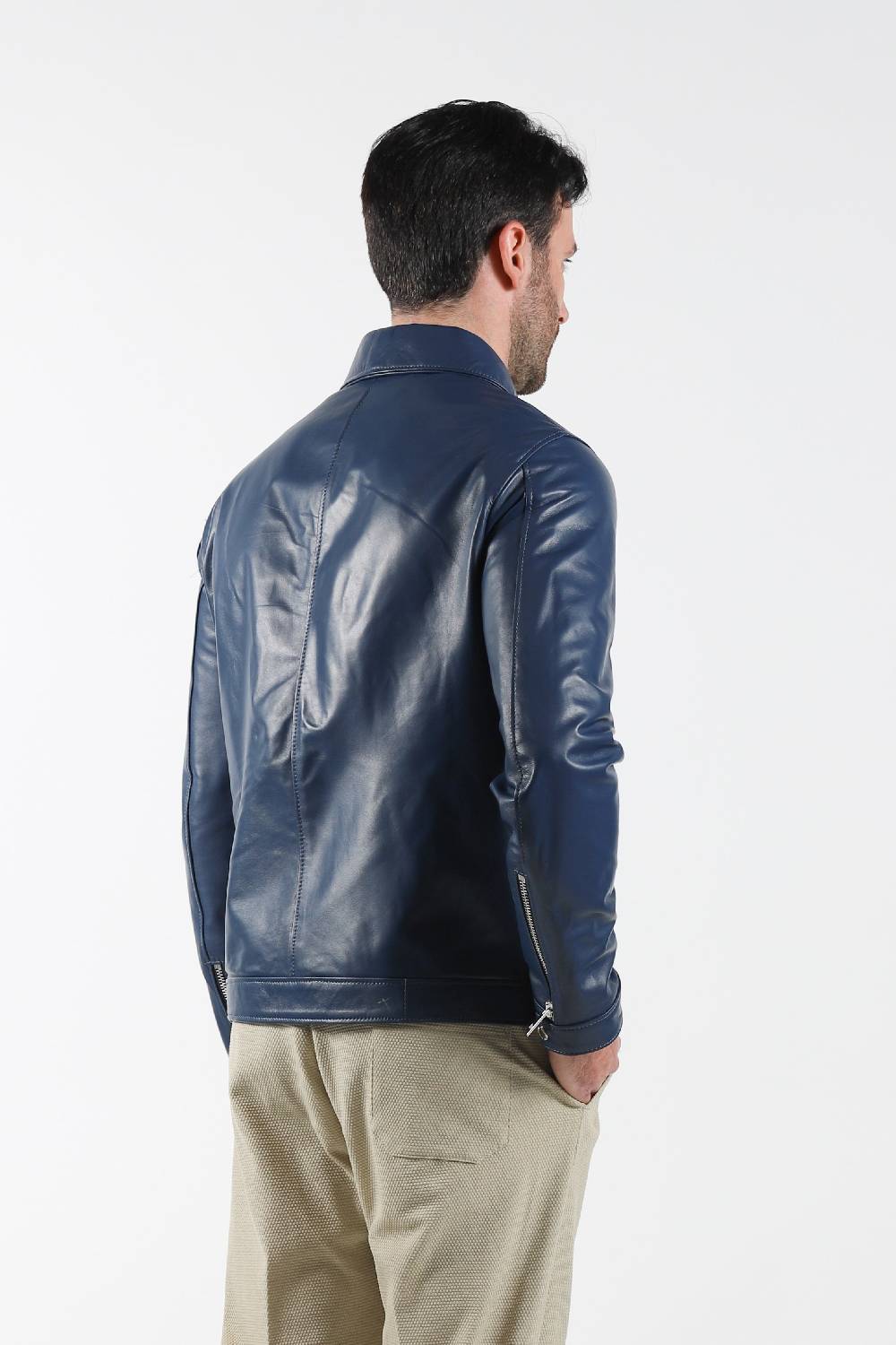 Primo Emporio Giubbino in Pelle modello camicia - Blue Acquista Ora