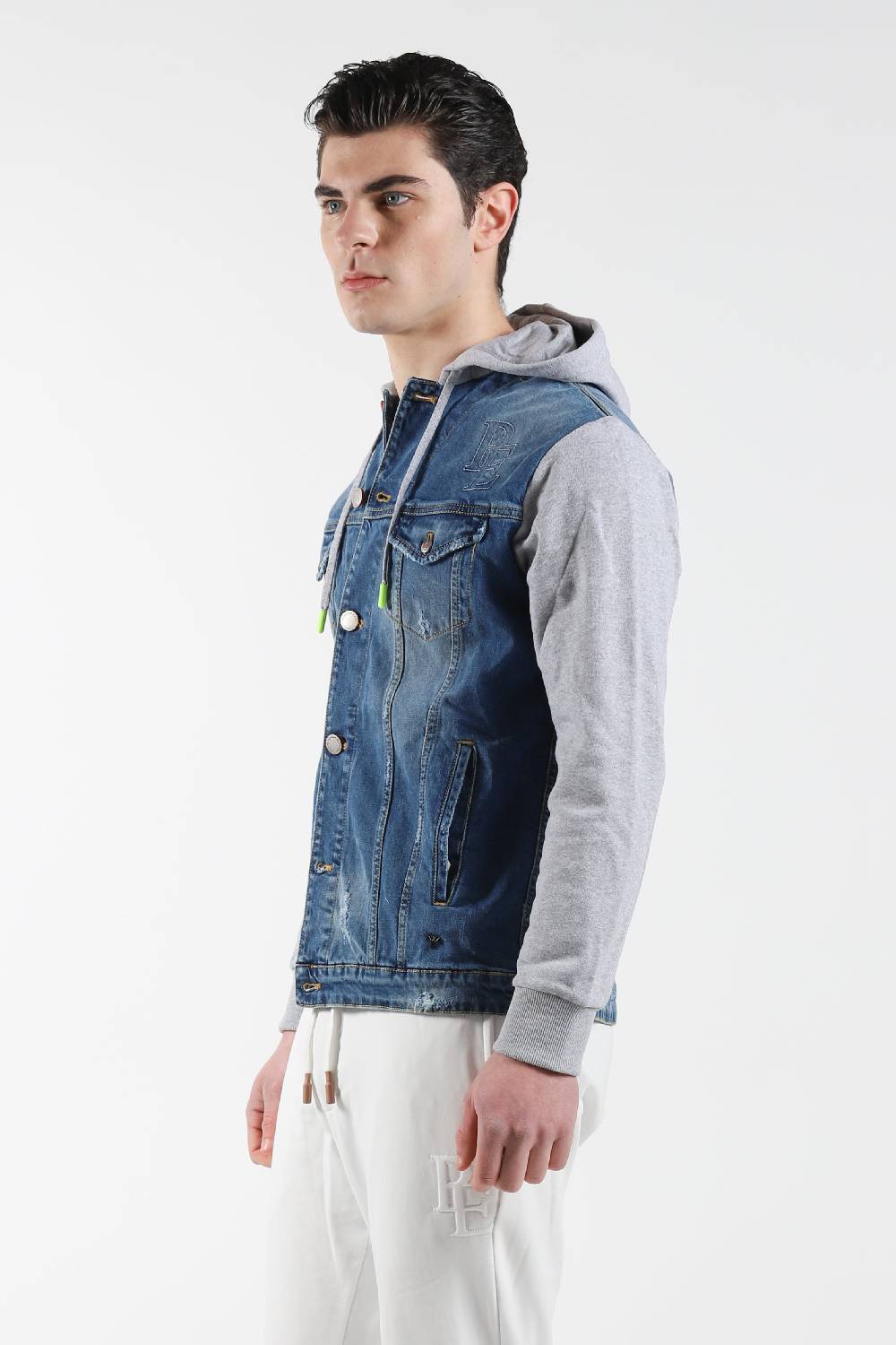 Primo Emporio Giubbino jeans con Cappuccio maniche in Felpa Fino Al -60%
