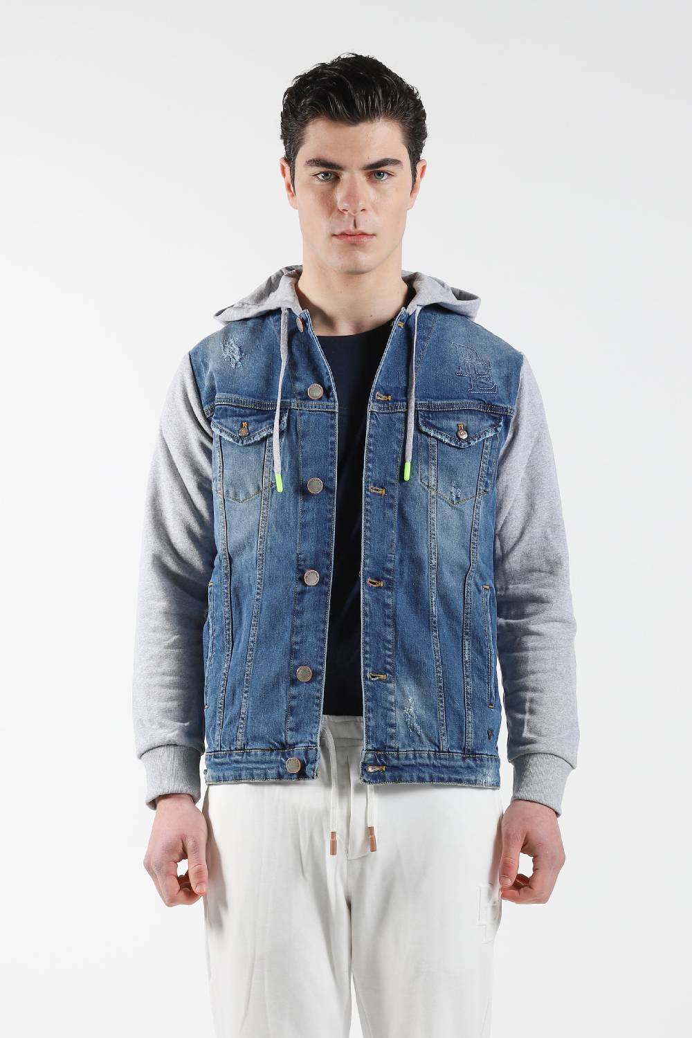 Primo Emporio Giubbino jeans con Cappuccio maniche in Felpa Fino Al -60%