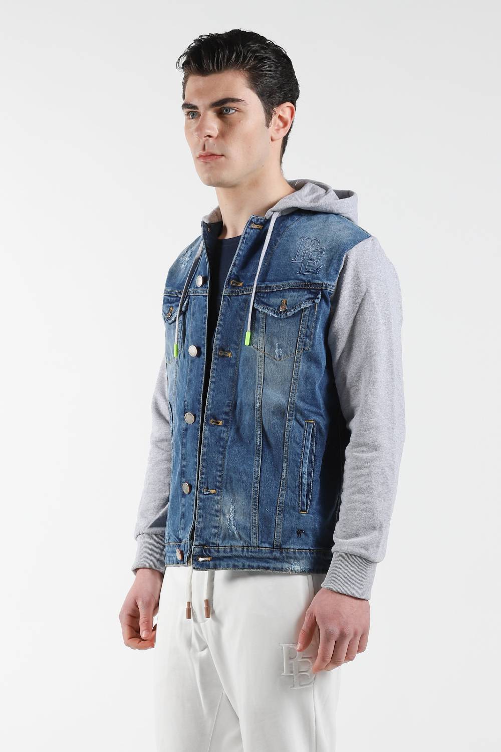 Primo Emporio Giubbino jeans con Cappuccio maniche in Felpa Fino Al -60%
