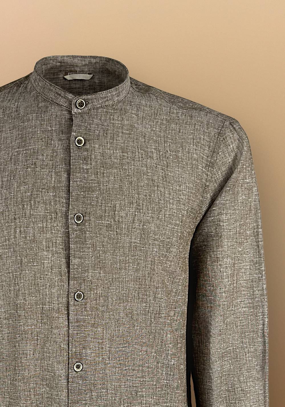 Primo Emporio Camicia Lino Manica Lunga Collo Coreano Novità