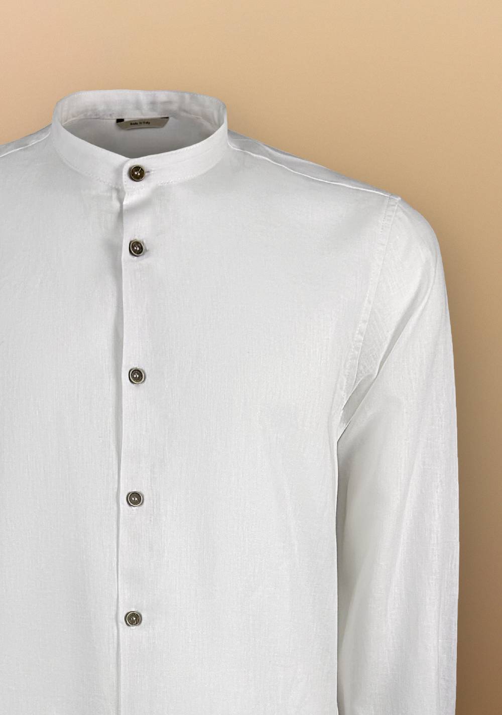 Primo Emporio Camicia Lino Manica Lunga Collo Coreano Primo Emporio Camicia Lino Manica Lunga Collo Coreano