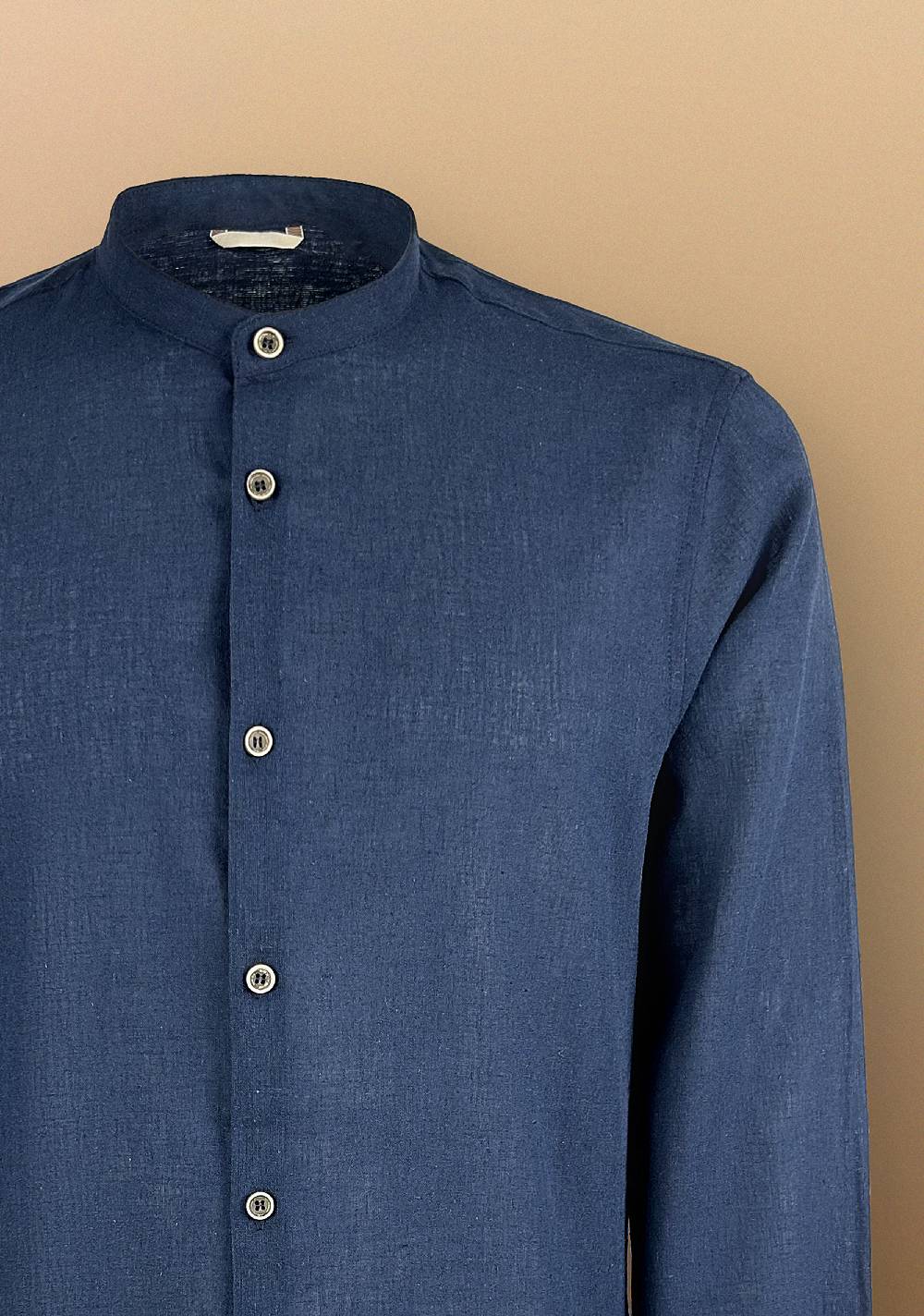 Primo Emporio Camicia Lino Manica Lunga Collo Coreano Offerta