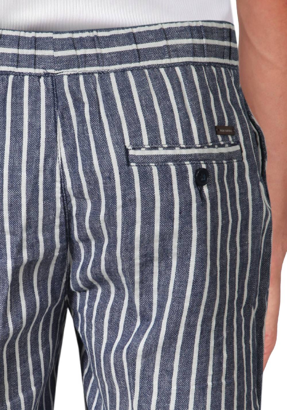 Primo Emporio Bermuda rigato con laccio in Lino In Vendita