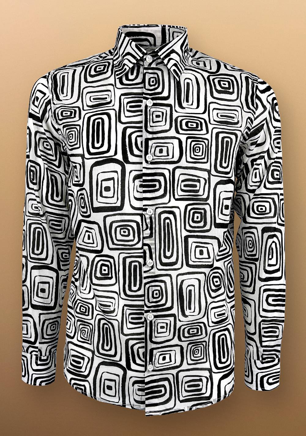 Primo Emporio Camicia in Mussola di cotone con stampa Nero&Bianco Italy