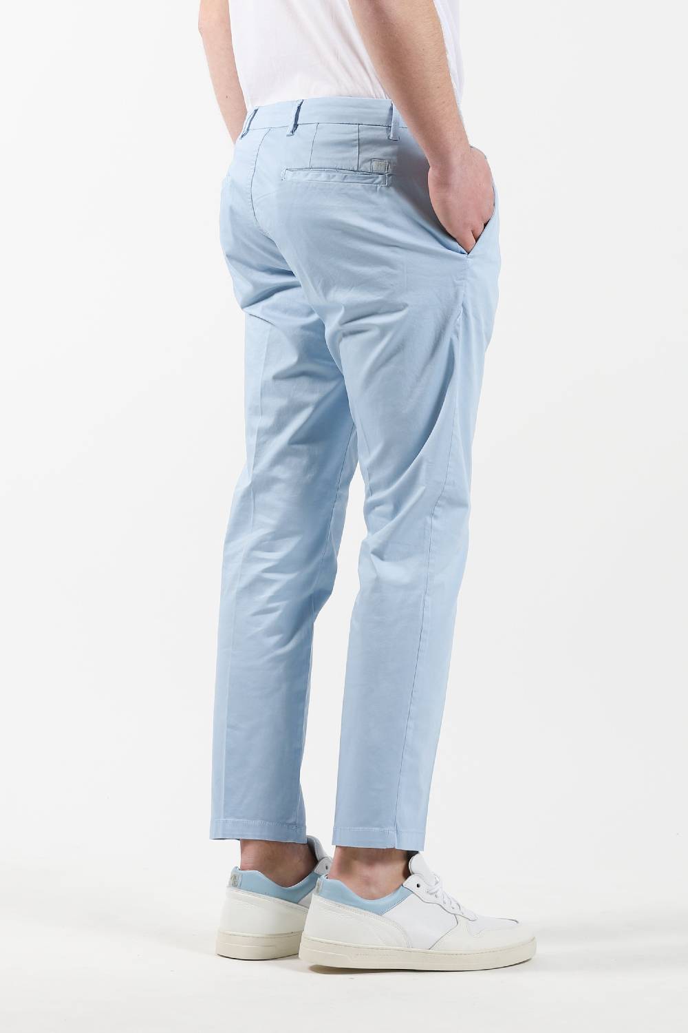 Primo Emporio Pantalone chinos tasca America - Celeste Spedizione Gratuita