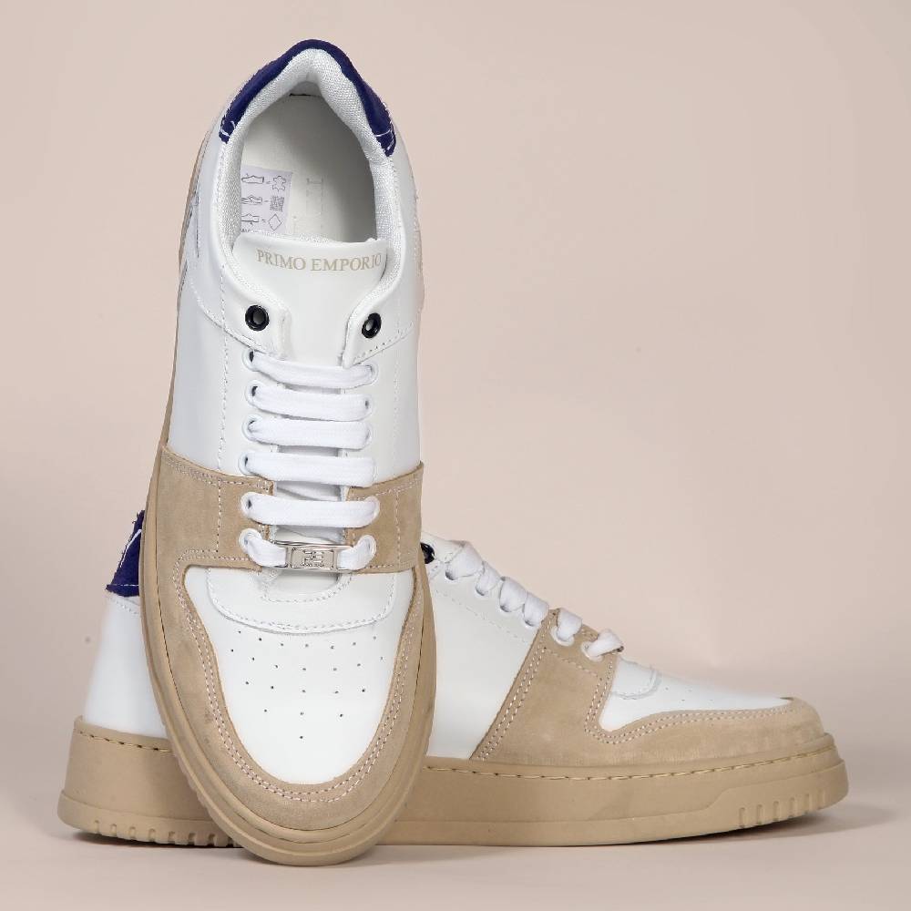 Primo Emporio Sneakers in pelle con banda in camoscio Promozione Limitata