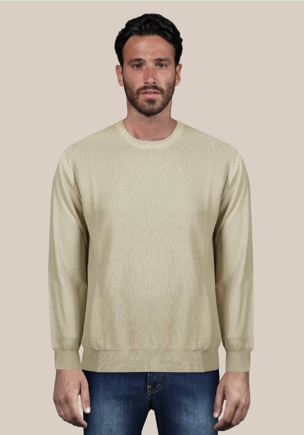 Primo Emporio Maglia giro collo tessitura punto riso Italia