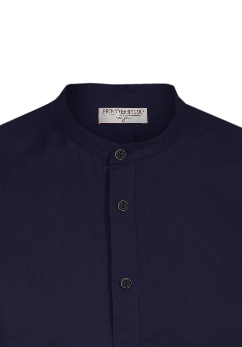 Primo Emporio Camicia di Lino Coreana Mezza Manica - Blue Negozi Online