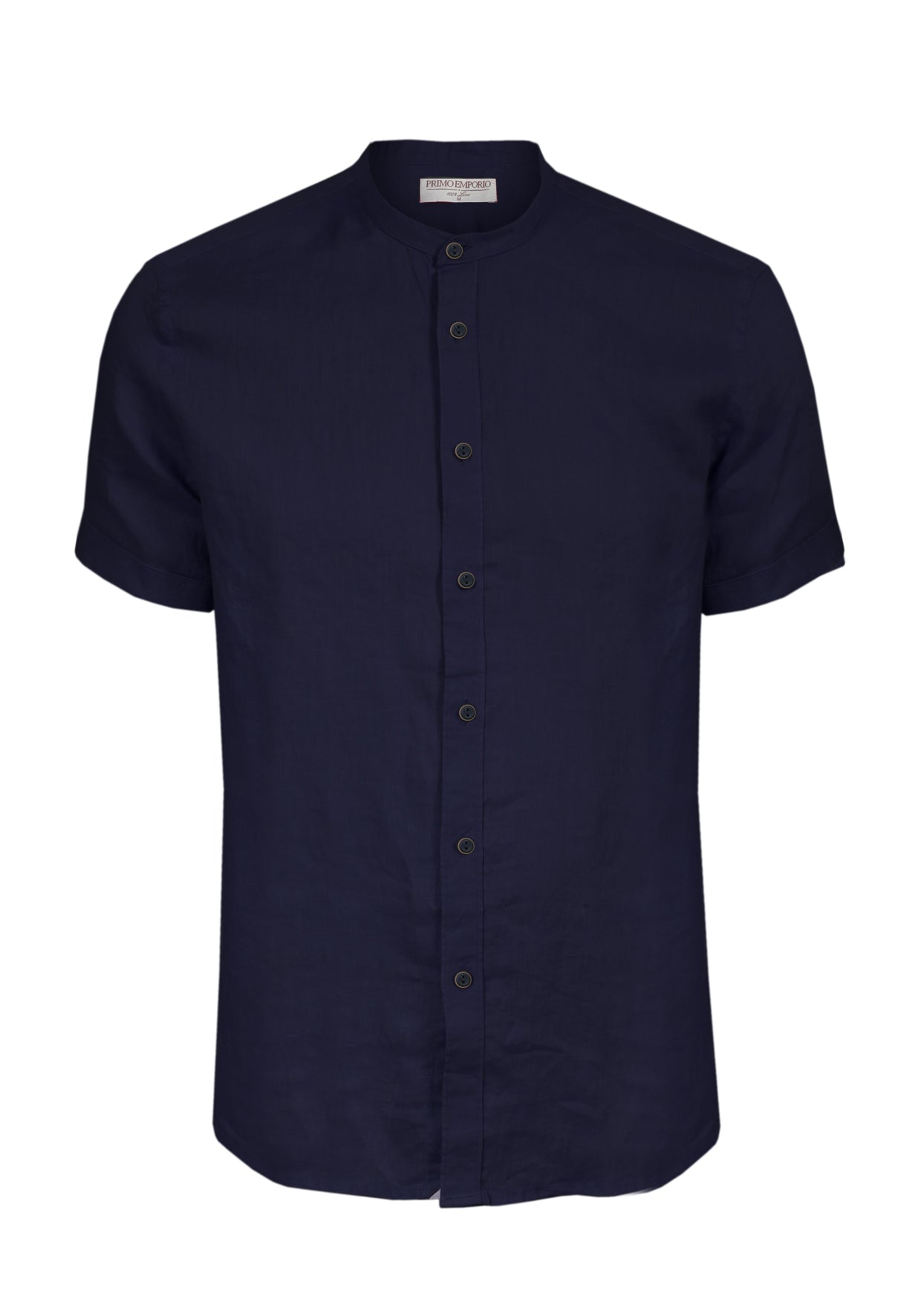Primo Emporio Camicia di Lino Coreana Mezza Manica - Blue Negozi Online