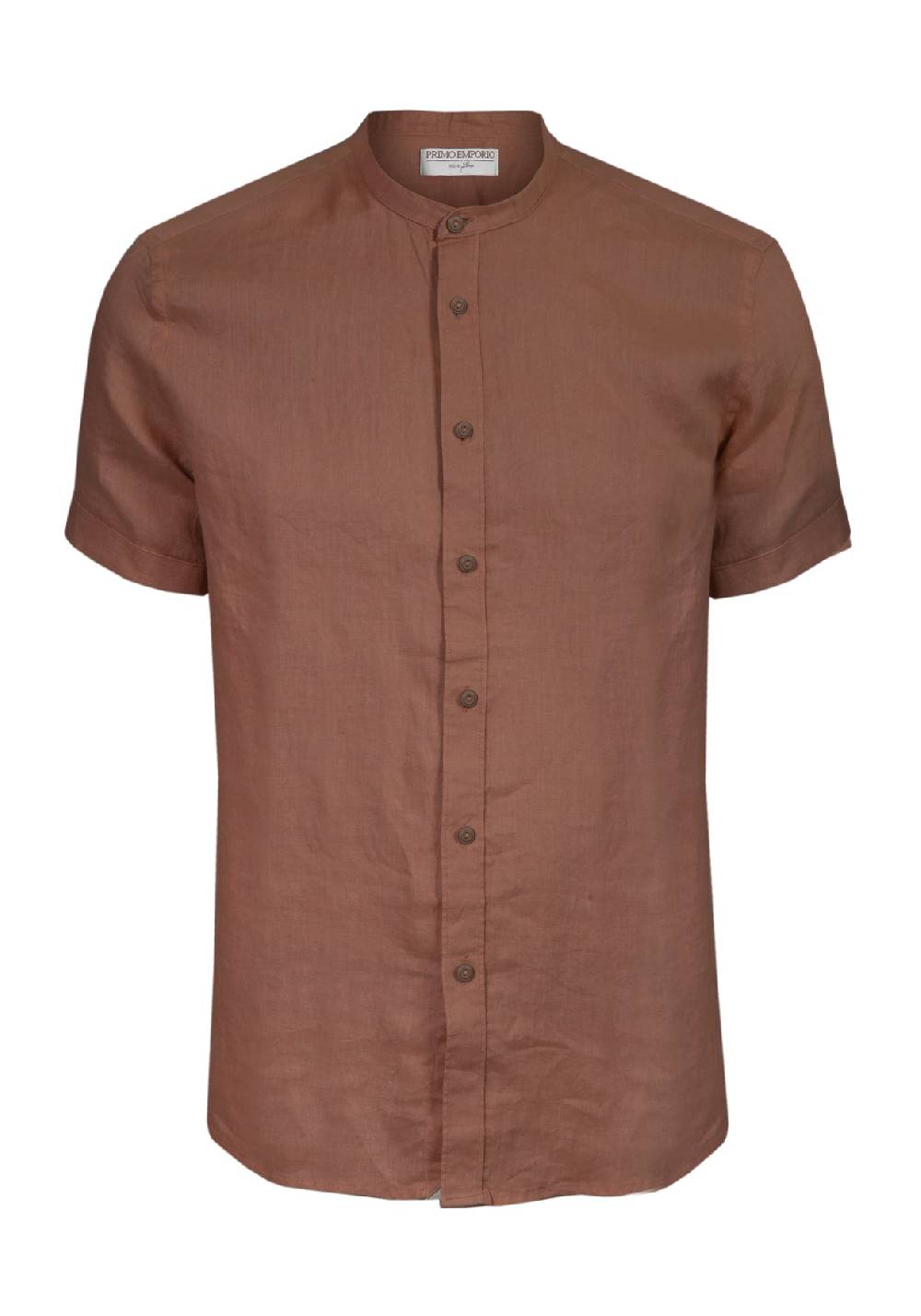 Primo Emporio Camicia di Lino Coreana Mezza Manica - Tabacco Lightning offer