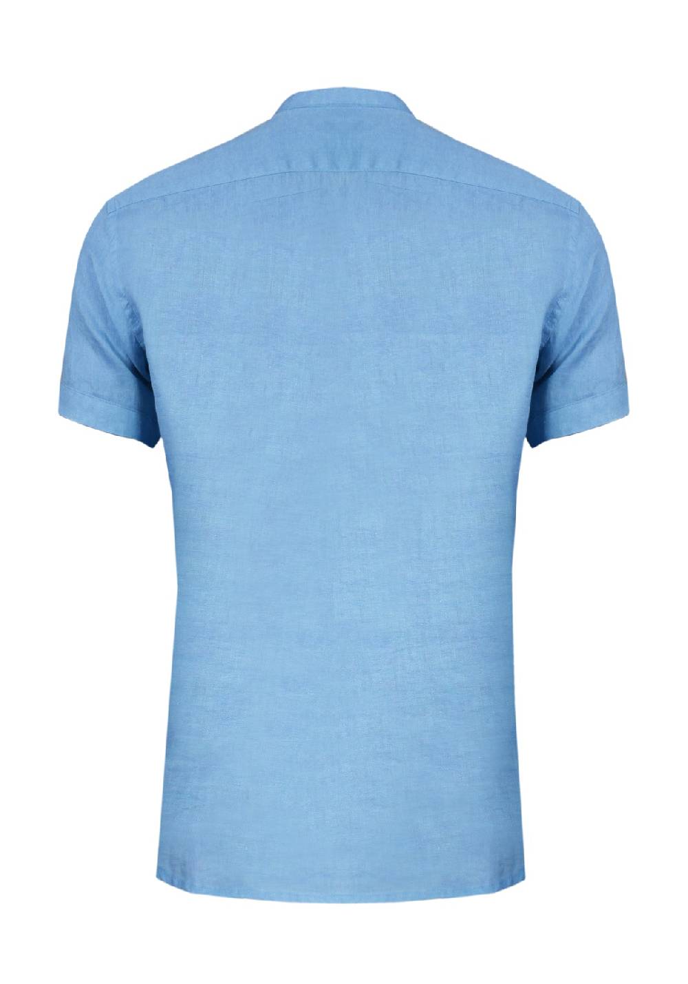 Primo Emporio Camicia di Lino Coreana Mezza Manica - Turchese Promozione Limitata