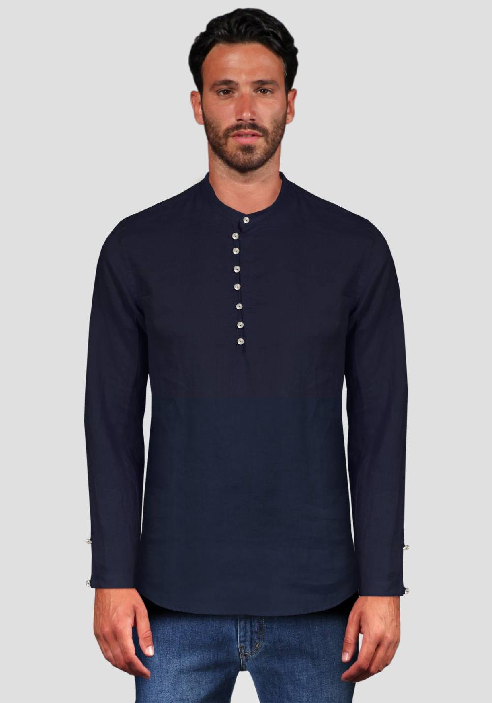 Primo Emporio Camicia di Lino manica lunga con bottoni in madreperla Shopping Online