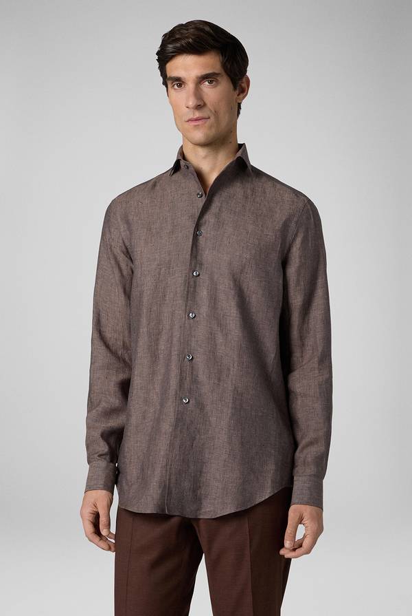Pull Pal Zileri Camicia in lino marrone Spedizione Gratuita