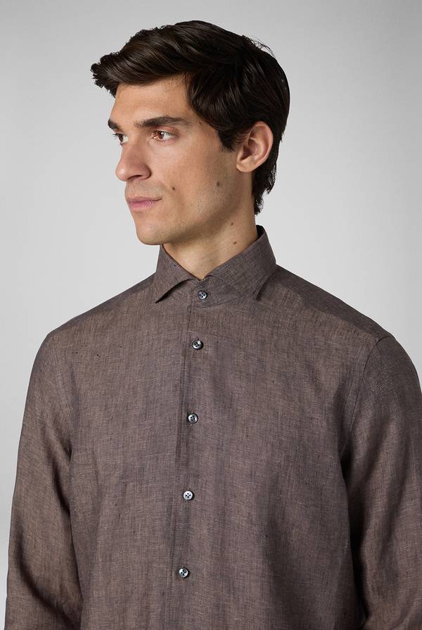 Pull Pal Zileri Camicia in lino marrone Spedizione Gratuita