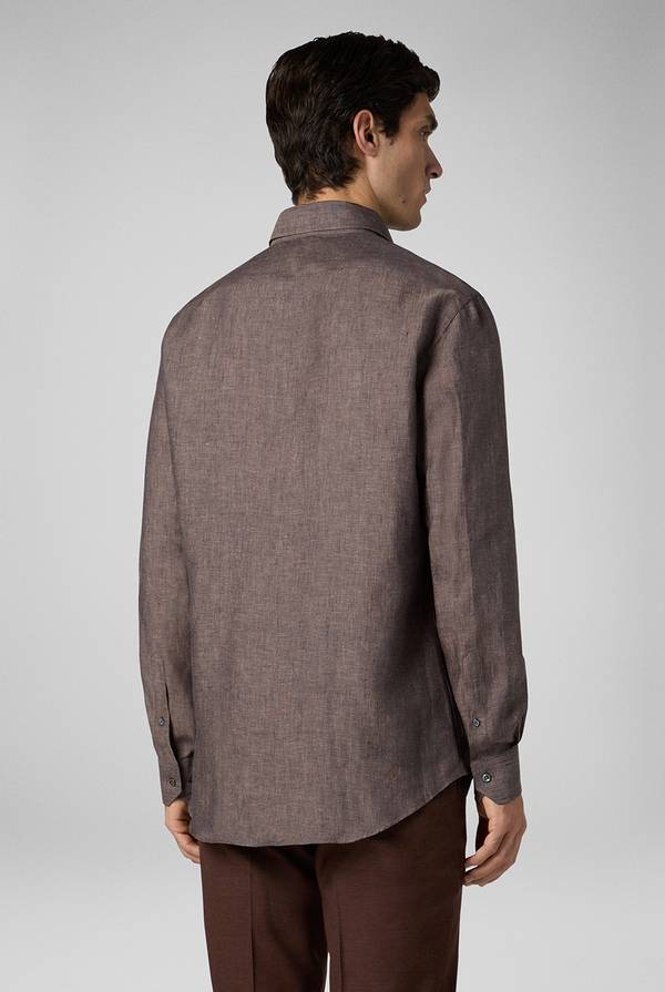 Pull Pal Zileri Camicia in lino marrone Spedizione Gratuita