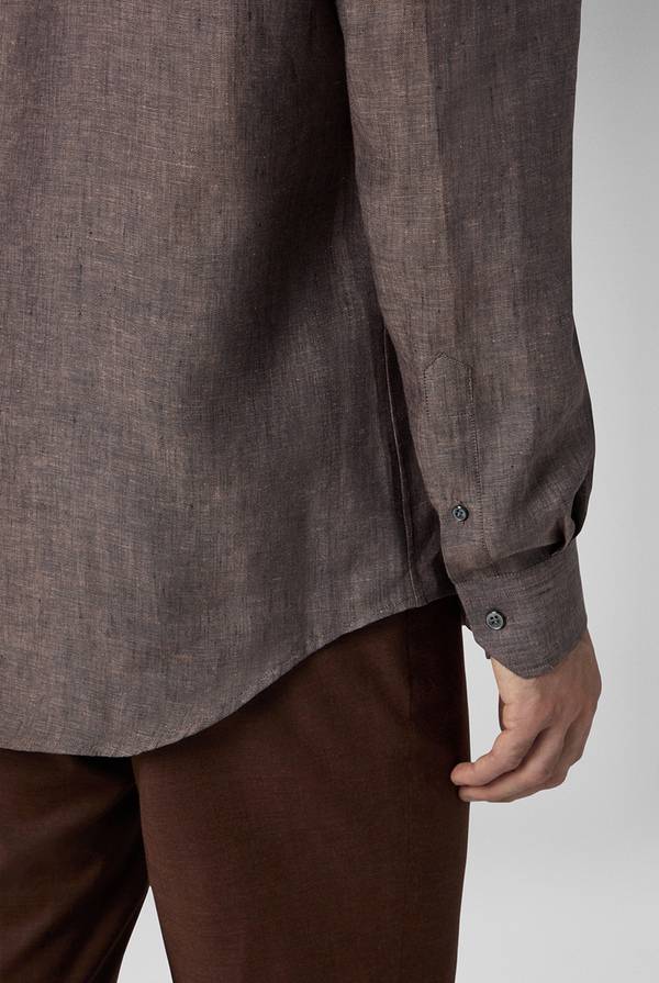Pull Pal Zileri Camicia in lino marrone Spedizione Gratuita
