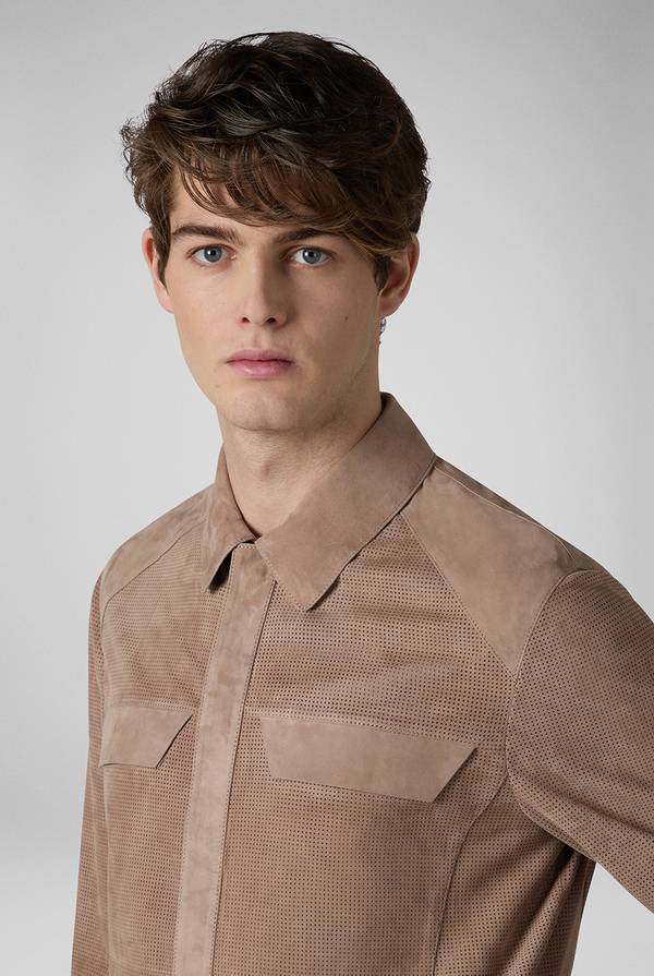 Pull Pal Zileri Overshirt in suede e nappa micro perforata Moda