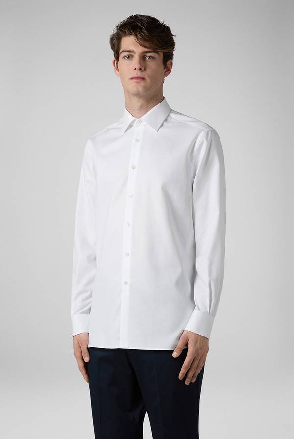 Pull Pal Zileri Camicia bianca in cotone con micro struttura 2025