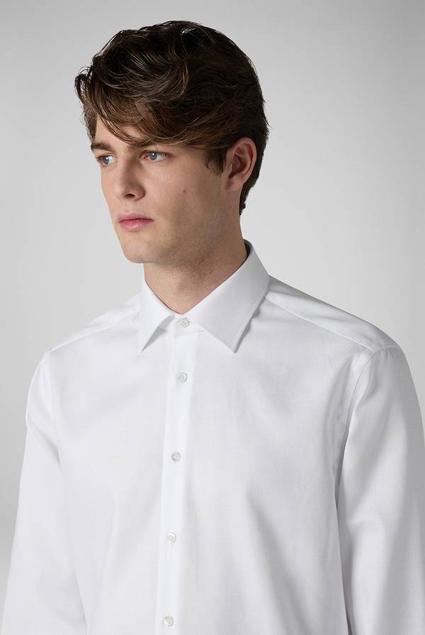Pull Pal Zileri Camicia bianca in cotone con micro struttura 2025