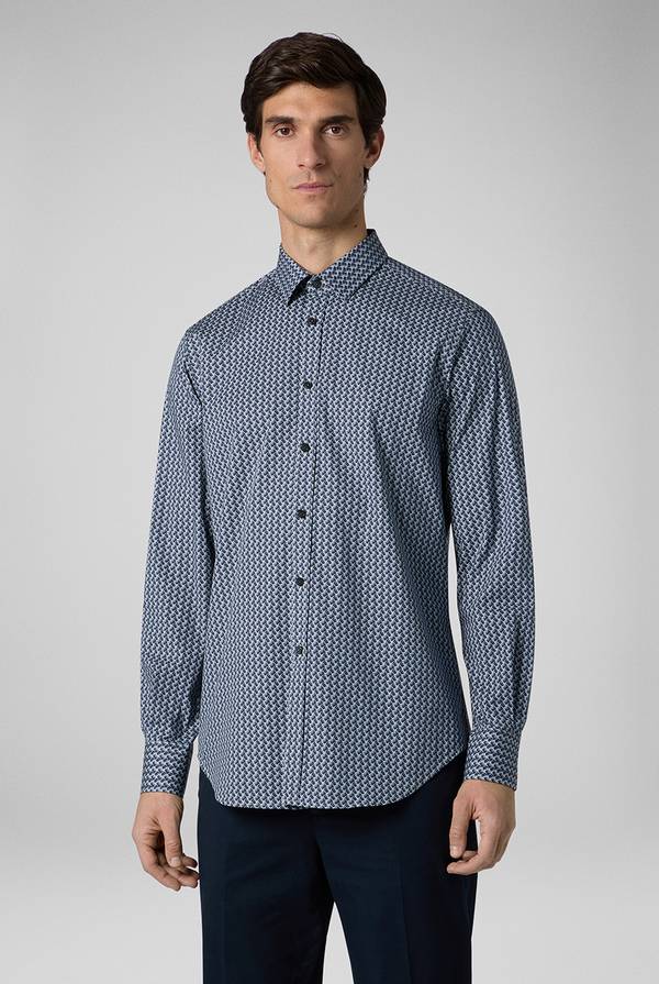 Pull Pal Zileri Camicia in cotone stampato nei toni del blu In Linea