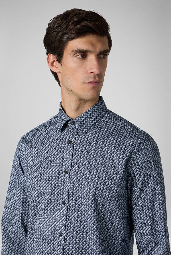 Pull Pal Zileri Camicia in cotone stampato nei toni del blu In Linea