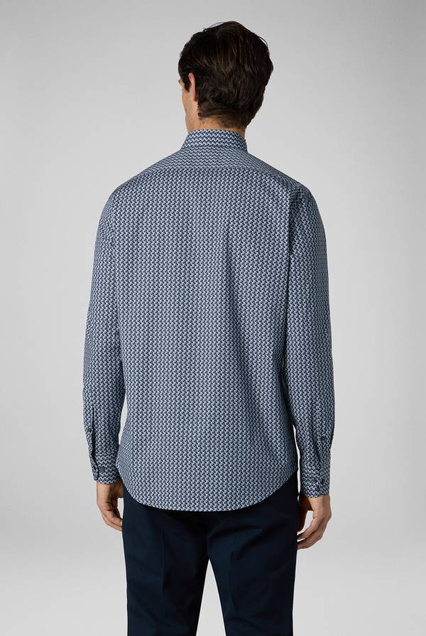 Pull Pal Zileri Camicia in cotone stampato nei toni del blu In Linea