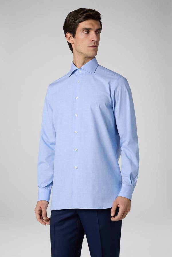 Pull Pal Zileri Camicia Principe di Galles azzurra Qualità