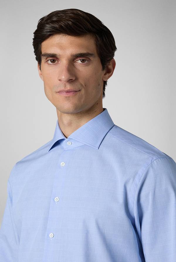 Pull Pal Zileri Camicia Principe di Galles azzurra Qualità