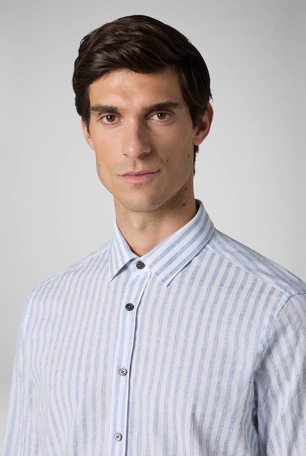 Pull Pal Zileri Camicia a macro righe bianche e azzurre Promozione Limitata
