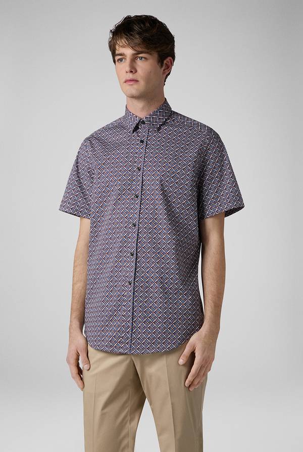 Pull Pal Zileri Camicia bowling stampata nei toni dell'azzurro, bianco e bordeaux Shopping Online
