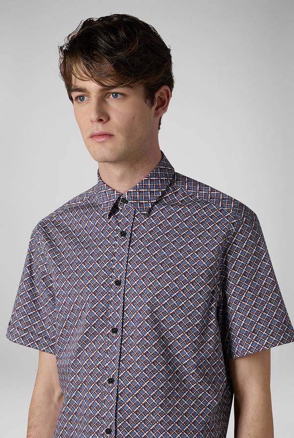 Pull Pal Zileri Camicia bowling stampata nei toni dell'azzurro, bianco e bordeaux Shopping Online