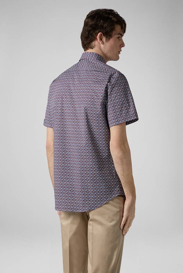 Pull Pal Zileri Camicia bowling stampata nei toni dell'azzurro, bianco e bordeaux Shopping Online