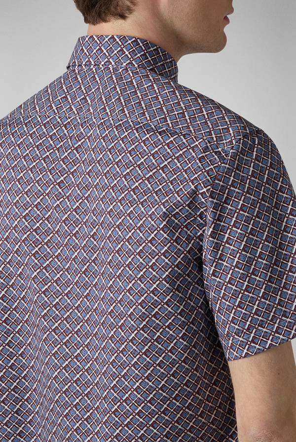 Pull Pal Zileri Camicia bowling stampata nei toni dell'azzurro, bianco e bordeaux Shopping Online