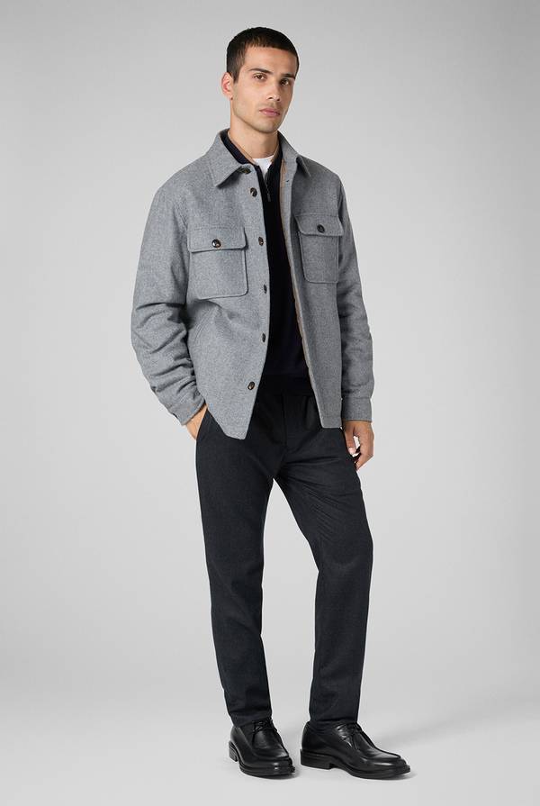 Pull Pal Zileri Pantaloni in pura lana grigio antracite con coulisse regolabile Saldi Di Fabbrica