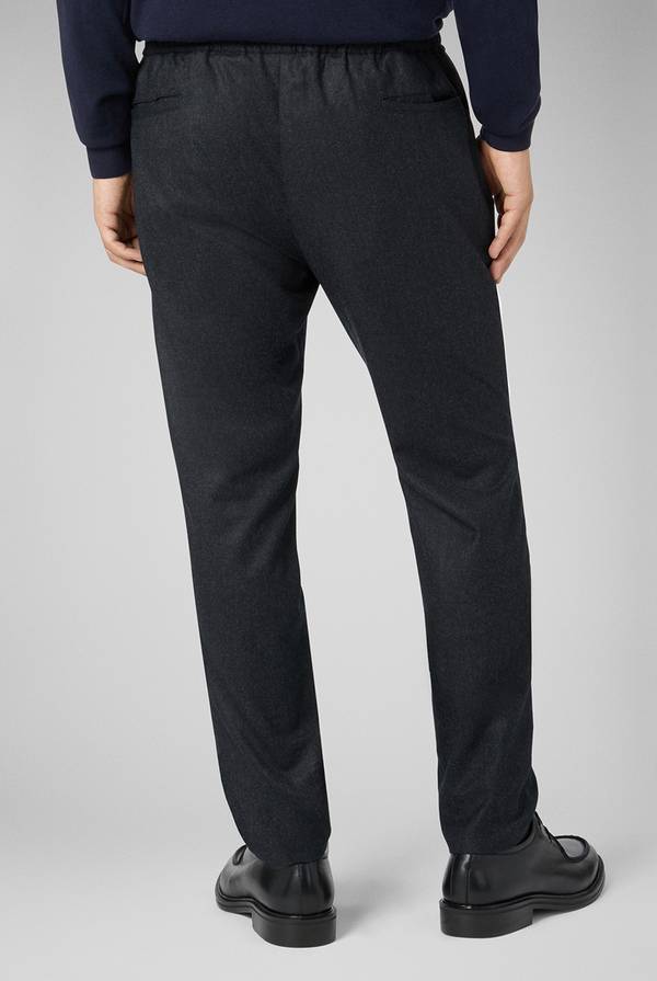 Pull Pal Zileri Pantaloni in pura lana grigio antracite con coulisse regolabile Saldi Di Fabbrica