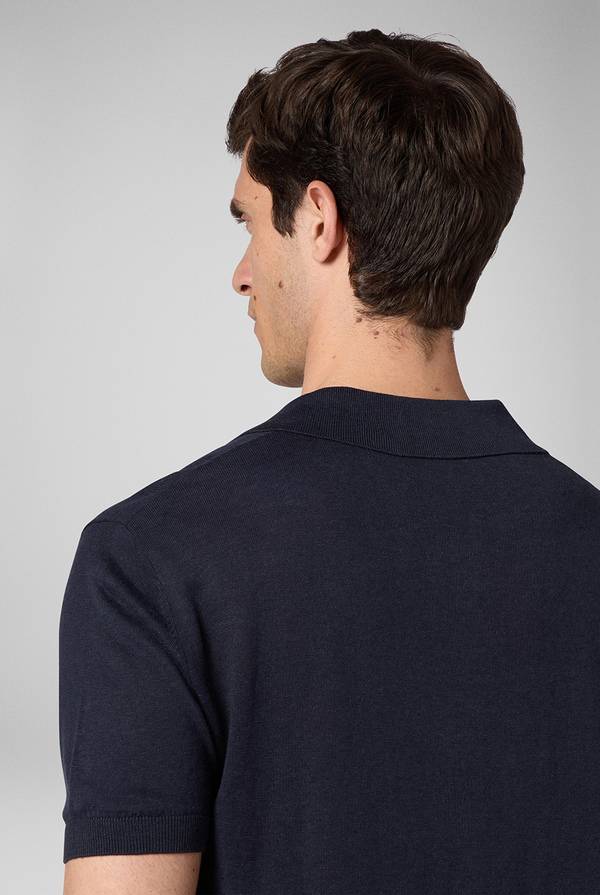Pull Pal Zileri Polo in maglia di lino e seta blu navy Italia