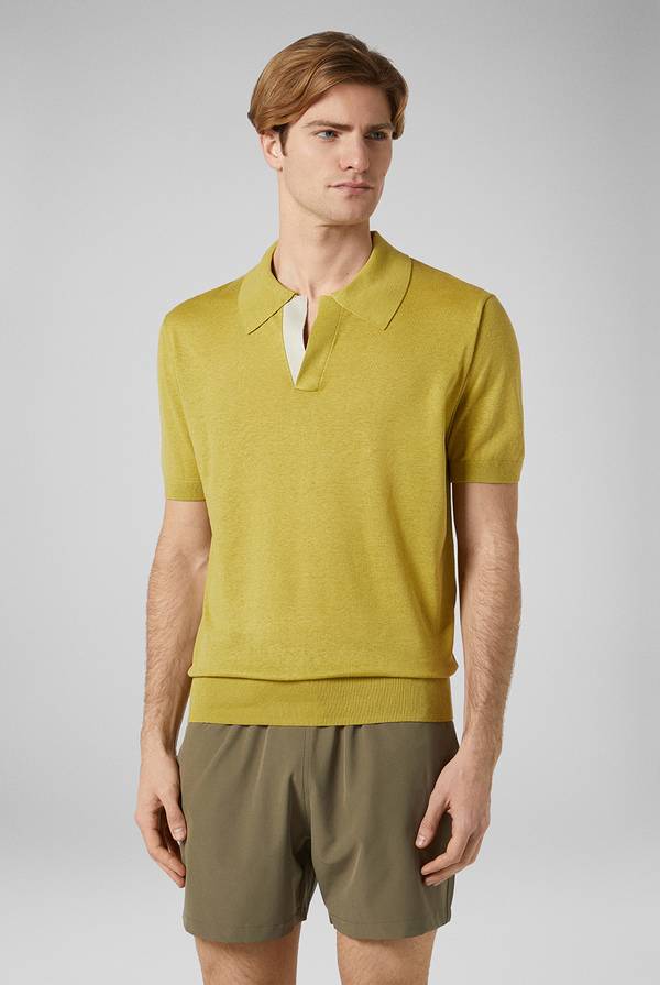 Pull Pal Zileri Polo in maglia di lino e seta color senape 2025
